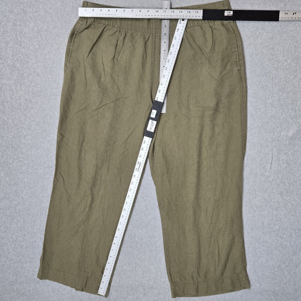 Old Navy Women Pants XL Green Linen Coastal Beach Wide-Leg Relaxed 27" Inseam